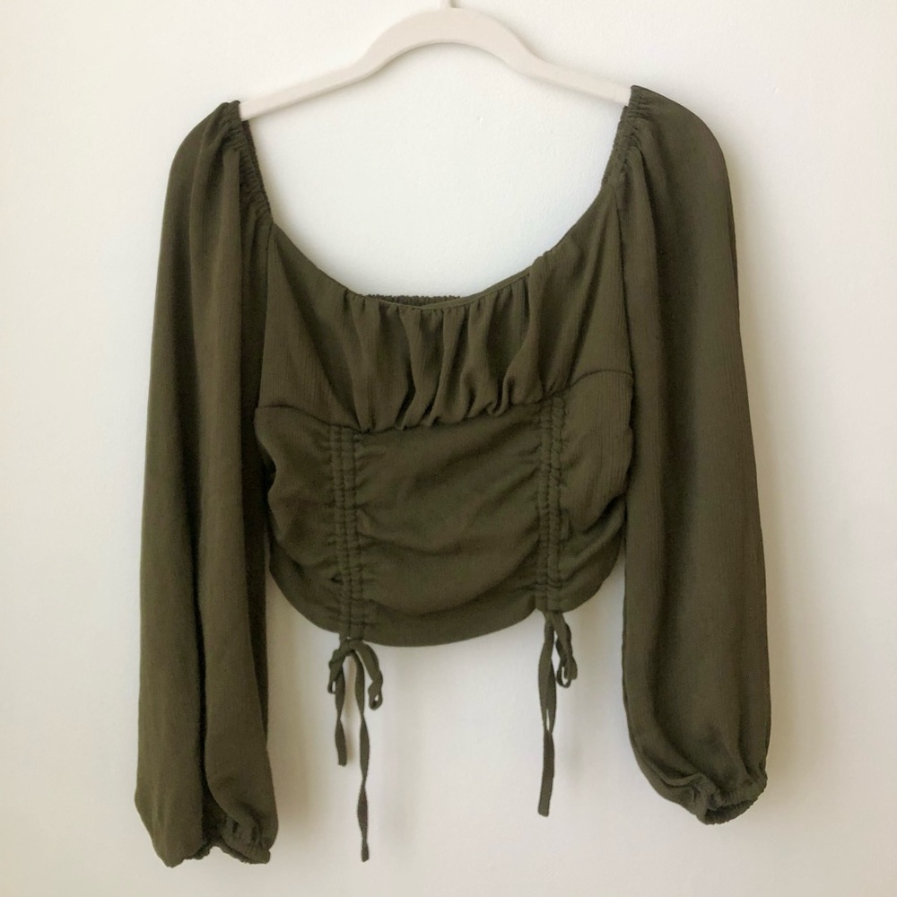 olive milkmaid adjustable crop top - medium